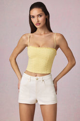 High-Waist A-Line Shorts in Ecru Wash